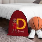 Personalized Basketball Cartoon Character Drawstring Backpack with Name and Initial Gym Workout Birthday Gift for Sports Travel Lovers
