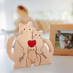Rompecabezas de madera personalizado de gatos adorables con amor y abrazo con 2 a 7 nombres grabados regalo de cumpleaños o aniversario para familias