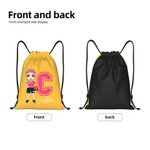 Personalized Basketball Cartoon Character Drawstring Backpack with Name and Initial Gym Workout Birthday Gift for Sports Travel Lovers