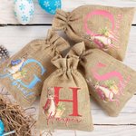 Personalisierte niedliche Osterhase Drawstring Süßigkeiten Geschenk Tasche mit Initialen und Namen Ostern Geschenk für Kinder