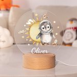 Personalised Cute Lion Bear Animal Astronauts Solar System Planets LED Night Light with Name and Wooden Base Nursery Decor Birthday Gift for Kids