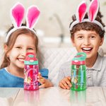 Personalised Cute Bunny 16 oz Kid Water Bottle with Initial Name and Straw Easter Birthday Gift for Boys Girls