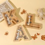 Personalised Cute Animal Name Initial Shape Wooden Money Box Piggy Bank with Clear Window Kid Room Educational Decor Birthday Gift for Boys Girls