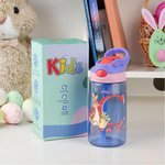 Personalised Cute Bunny 16 oz Kid Water Bottle with Initial Name and Straw Easter Birthday Gift for Boys Girls