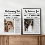Personalised The Anniversary Post Photo Frameless or Framed Painting with Names and Date Home Decor Wedding Valentine's Day Gift for Couple