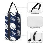 Personalized Basketball Football Name Portable Toiletry Bag with Zipper and Handle Travel Accessory Game Day Birthday Gift for Ball Sports Lover