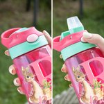 Personalised Cute Bunny 16 oz Kid Water Bottle with Initial Name and Straw Easter Birthday Gift for Boys Girls