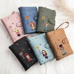 Portafoglio in pelle PU personalizzato con nome fiore di nascita e personaggio banconote portacarte regalo di compleanno per donne