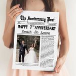 Personalised The Anniversary Post Photo Frameless or Framed Painting with Names and Date Home Decor Wedding Valentine's Day Gift for Couple