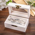 Boîte à bagues en bois élégante et personnalisée avec noms et coussin de protection pour bague Cadeau de mariage et de fiançailles pour couple de mariés