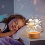 Personalised Cute Lion Bear Animal Astronauts Solar System Planets LED Night Light with Name and Wooden Base Nursery Decor Birthday Gift for Kids