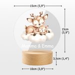 Luce notturna a LED design di animali dormentanti con base in legno personalizzato con nome di mamma e bambino regalo di compleanno