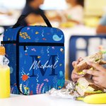 Personalisierte Wal-Qualle Marine Leben isolierte Lunch Bag mit Namen Portable zurück zu Schule Picknick Geburtstag Geschenk für Kinder