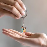 Personalised Couple Cartoon Hugging Acrylic Keychain with Name Valentine's Day Anniversary Bag Charms Gift for Couples