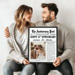 Personalised The Anniversary Post Photo Frameless or Framed Painting with Names and Date Home Decor Wedding Valentine's Day Gift for Couple