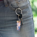 Personalised Couple Cartoon Hugging Acrylic Keychain with Name Valentine's Day Anniversary Bag Charms Gift for Couples