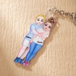 Personalised Couple Cartoon Hugging Acrylic Keychain with Name Valentine's Day Anniversary Bag Charms Gift for Couples