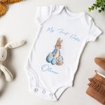 Personalisierte niedliche Hase Kurzarm 100% Baumwolle Baby Bodysuit mit Namen Geburtstag erste Ostern Geschenk für Baby Mädchen Junge
