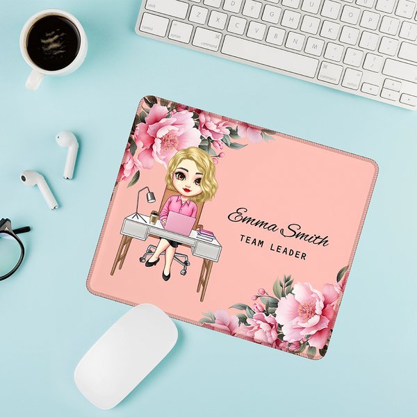 Tapis de souris anti-dérapant avec nom Accessoires de bureau Cadeau d'intronisation pour employé(e) de bureau