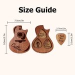 Personalized Wooden Guitar Name Picks Storage Box with 3 Picks Birthday Gift for Musician Guitar Player