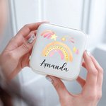 Gepersonaliseerde aquarel Rainbow lederen sieradendoos met naam sieraden reiskoffer verjaardag Valentijnsdag cadeau voor vrouwen
