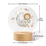 Personalised Cute Lion Bear Animal Astronauts Solar System Planets LED Night Light with Name and Wooden Base Nursery Decor Birthday Gift for Kids