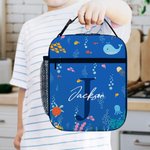 Personalisierte Wal-Qualle Marine Leben isolierte Lunch Bag mit Namen Portable zurück zu Schule Picknick Geburtstag Geschenk für Kinder