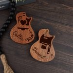 Personalized Wooden Guitar Name Picks Storage Box with 3 Picks Birthday Gift for Musician Guitar Player