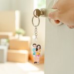 Personalised Couple Cartoon Hugging Acrylic Keychain with Name Valentine's Day Anniversary Bag Charms Gift for Couples