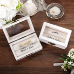 Boîte à bagues en bois élégante et personnalisée avec noms et coussin de protection pour bague Cadeau de mariage et de fiançailles pour couple de mariés