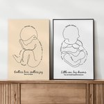 Tableau à Ligne Simplifiée Personnalisé avec Informations du Bébé Cadre à Choix Décoration de Maison Cadeau de Naissance Baby Shower pour Nouveau-né