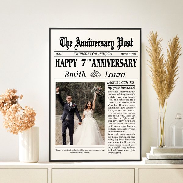 Gepersonaliseerd De Verjaardag Post Foto Frameloos of Ingelijst Schilderij met Namen en Datum Home Decor Bruiloft Valentijnsdag Cadeau voor Paar