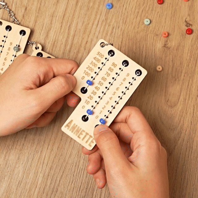 Personalised Multicolour Beaded Wooden Sewing Row Counter with Engraved Name Knitting Tool to Assist Counting Birthday Gift for Knitting Lovers