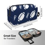 Personalized Basketball Football Name Portable Toiletry Bag with Zipper and Handle Travel Accessory Game Day Birthday Gift for Ball Sports Lover