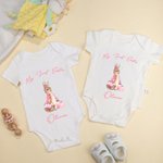 Personalisierte niedliche Hase Kurzarm 100% Baumwolle Baby Bodysuit mit Namen Geburtstag erste Ostern Geschenk für Baby Mädchen Junge