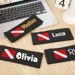 Cinturino con chiusura a strappo per bombola da sub personalizzata con ricamo e bandiera accessorio per immersioni regalo per appassionati di sub
