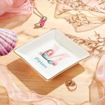 Personalizado Fantasía Sirena Niña Inicial Cerámica Cuadrado Baratija Joyería Plato con Nombre Fiesta de Cumpleaños Regalo para Hijas Besties Niñas