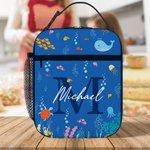 Personalisierte Wal-Qualle Marine Leben isolierte Lunch Bag mit Namen Portable zurück zu Schule Picknick Geburtstag Geschenk für Kinder