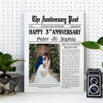 Personalised The Anniversary Post Photo Frameless or Framed Painting with Names and Date Home Decor Wedding Valentine's Day Gift for Couple