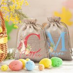 Personalisierte niedliche Osterhase Drawstring Süßigkeiten Geschenk Tasche mit Initialen und Namen Ostern Geschenk für Kinder