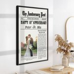 Personalised The Anniversary Post Photo Frameless or Framed Painting with Names and Date Home Decor Wedding Valentine's Day Gift for Couple