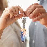 Personalised Couple Cartoon Hugging Acrylic Keychain with Name Valentine's Day Anniversary Bag Charms Gift for Couples