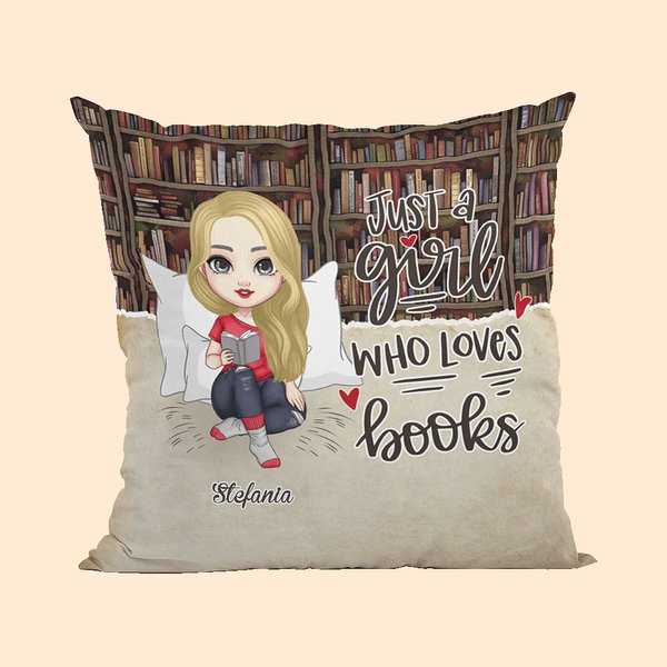 Fodera per cuscino personalizzato con ragazza vintage che legge cuscino decorativo regalo di compleanno per lettori e appassionati dei libri