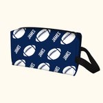Personalized Basketball Football Name Portable Toiletry Bag with Zipper and Handle Travel Accessory Game Day Birthday Gift for Ball Sports Lover