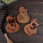 Personalized Wooden Guitar Name Picks Storage Box with 3 Picks Birthday Gift for Musician Guitar Player