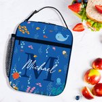 Personalisierte Wal-Qualle Marine Leben isolierte Lunch Bag mit Namen Portable zurück zu Schule Picknick Geburtstag Geschenk für Kinder