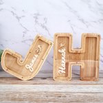 Personalised Cute Animal Name Initial Shape Wooden Money Box Piggy Bank with Clear Window Kid Room Educational Decor Birthday Gift for Boys Girls