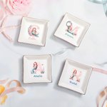 Personalizado Fantasía Sirena Niña Inicial Cerámica Cuadrado Baratija Joyería Plato con Nombre Fiesta de Cumpleaños Regalo para Hijas Besties Niñas