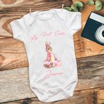 Personalisierte niedliche Hase Kurzarm 100% Baumwolle Baby Bodysuit mit Namen Geburtstag erste Ostern Geschenk für Baby Mädchen Junge
