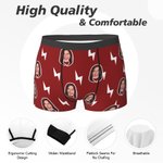 Personalized Multicolor Lightning Couple Thong Boxer Underwear with Face Photo Funny Brief Set Valentine's Day Birthday Gift for Him Her
